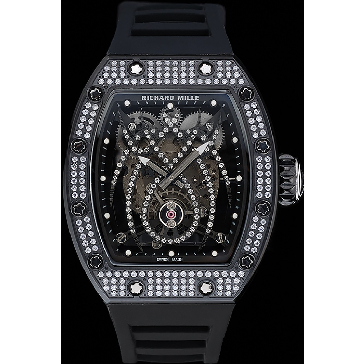 Richard Mille Tourbillion Spider RM 19-01 Black Diamond Case Black Rubber Bracelet 1454259