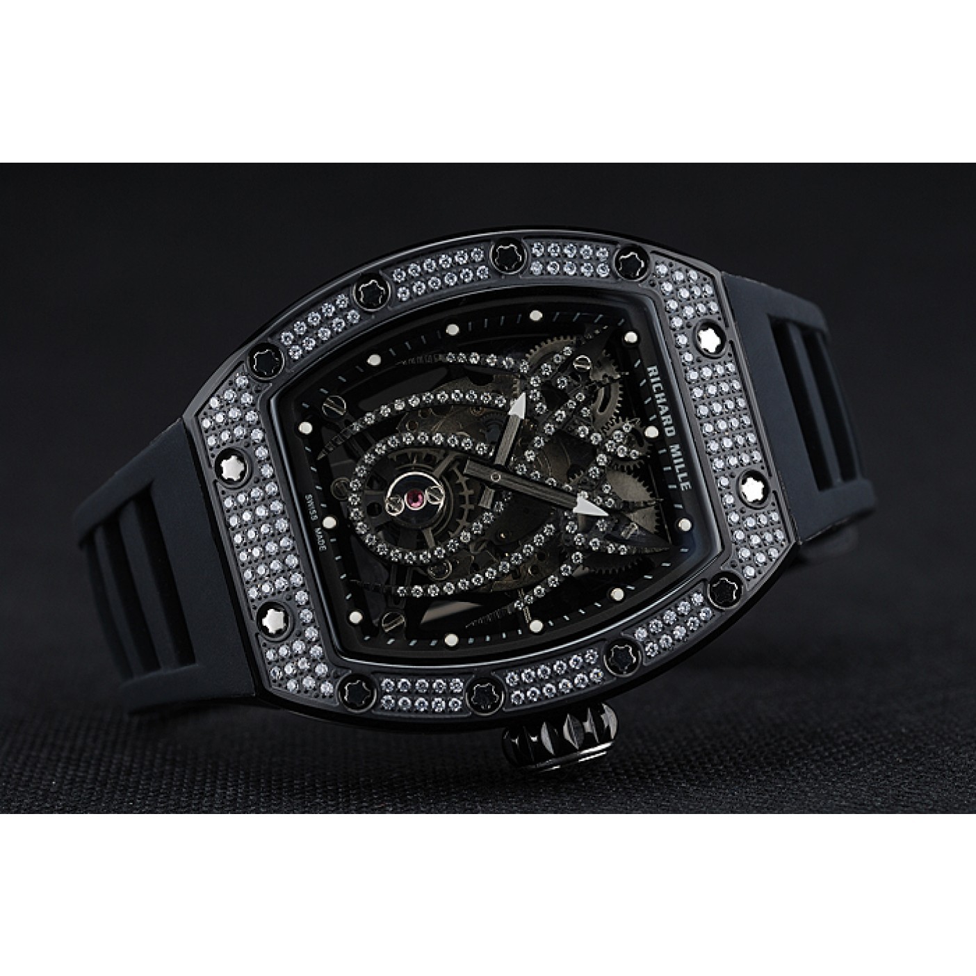 Richard Mille Tourbillion Spider RM 19-01 Black Diamond Case Black Rubber Bracelet 1454259