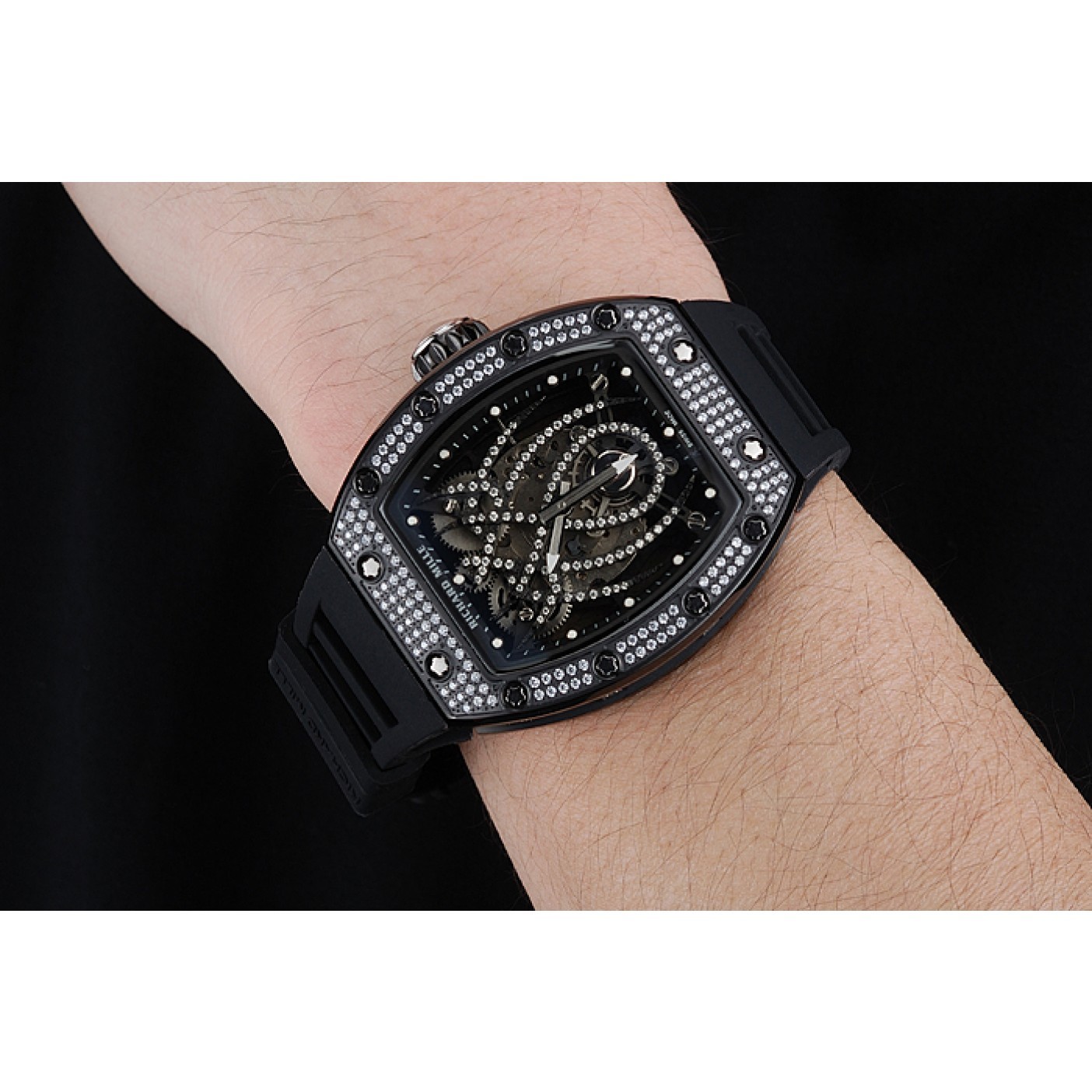 Richard Mille Tourbillion Spider RM 19-01 Black Diamond Case Black Rubber Bracelet 1454259