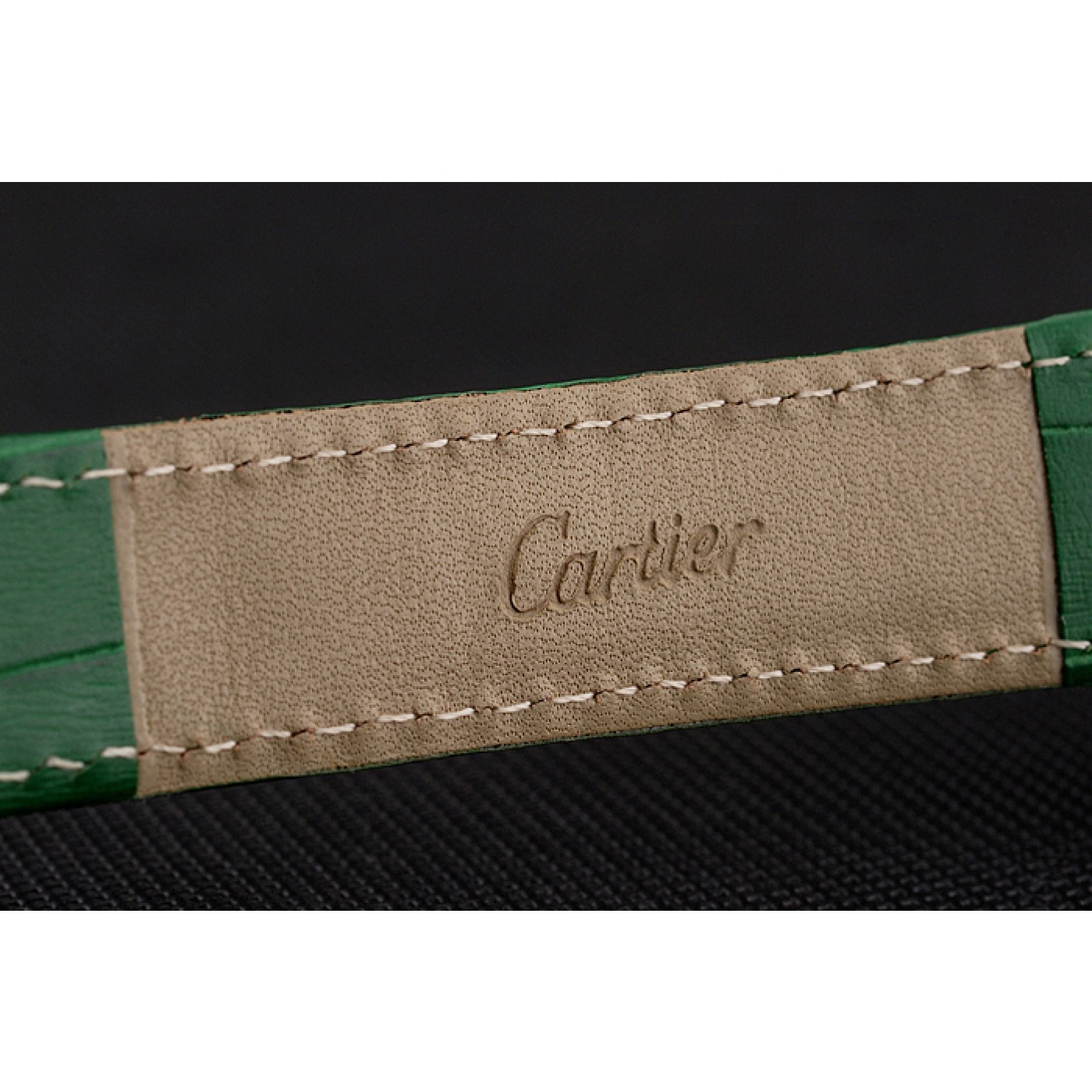 Cartier Ronde Louis Silver Diamond Case White Dial Green Leather Bracelet 1454012