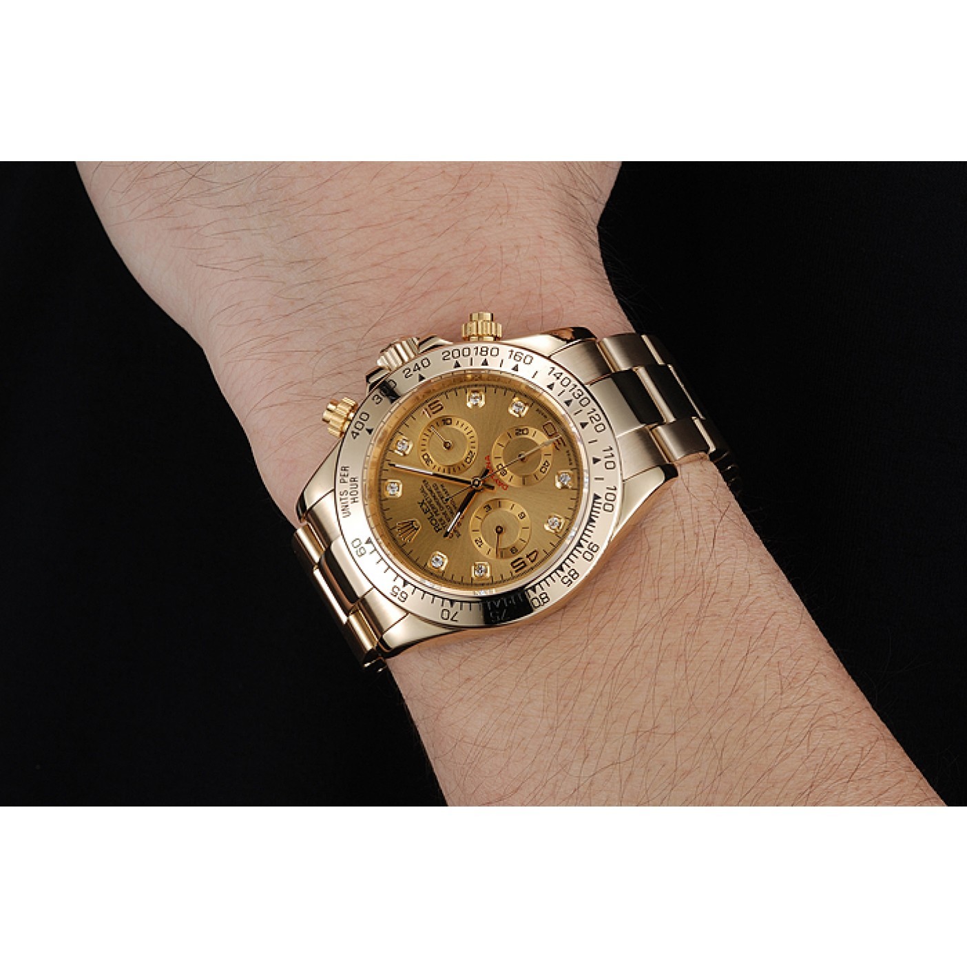 RepTime Watches Rolex Cosmograph Daytona Brown Dial Diamond Numerals Gold Case And Bracelet 1454245