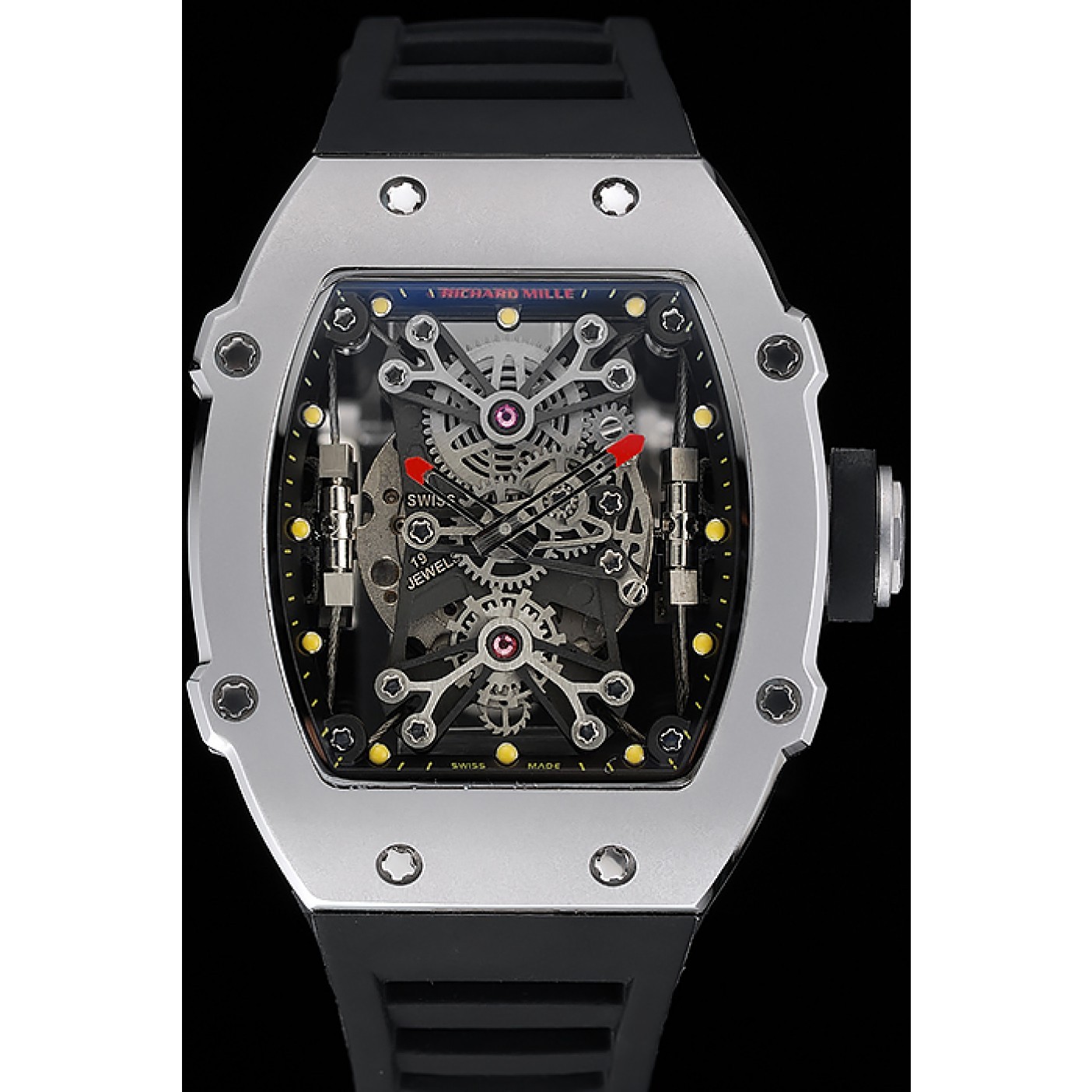 Richard Mille Tourbillion Rafael Nadal RM27-01 Silver Case Black Rubber Bracelet 1454254