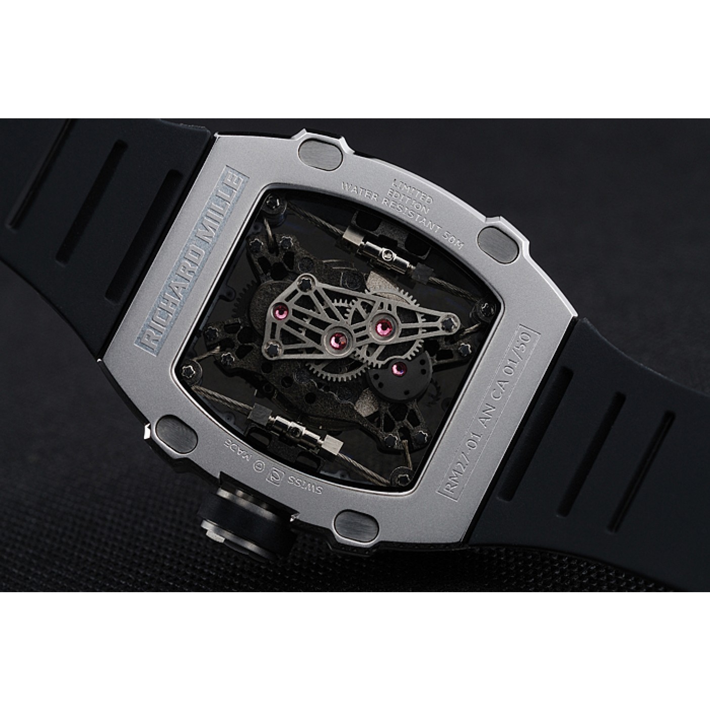 Richard Mille Tourbillion Rafael Nadal RM27-01 Silver Case Black Rubber Bracelet 1454254