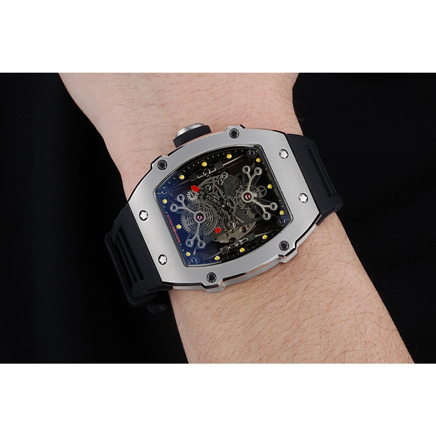 Richard Mille Tourbillion Rafael Nadal RM27-01 Silver Case Black Rubber Bracelet 1454254