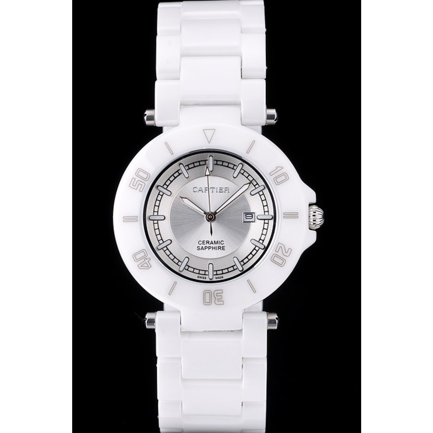 Cartier Pasha 39mm Silver Dial White Ceramic Case