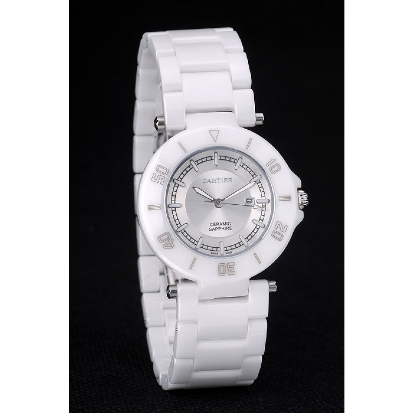 Cartier Pasha 39mm Silver Dial White Ceramic Case