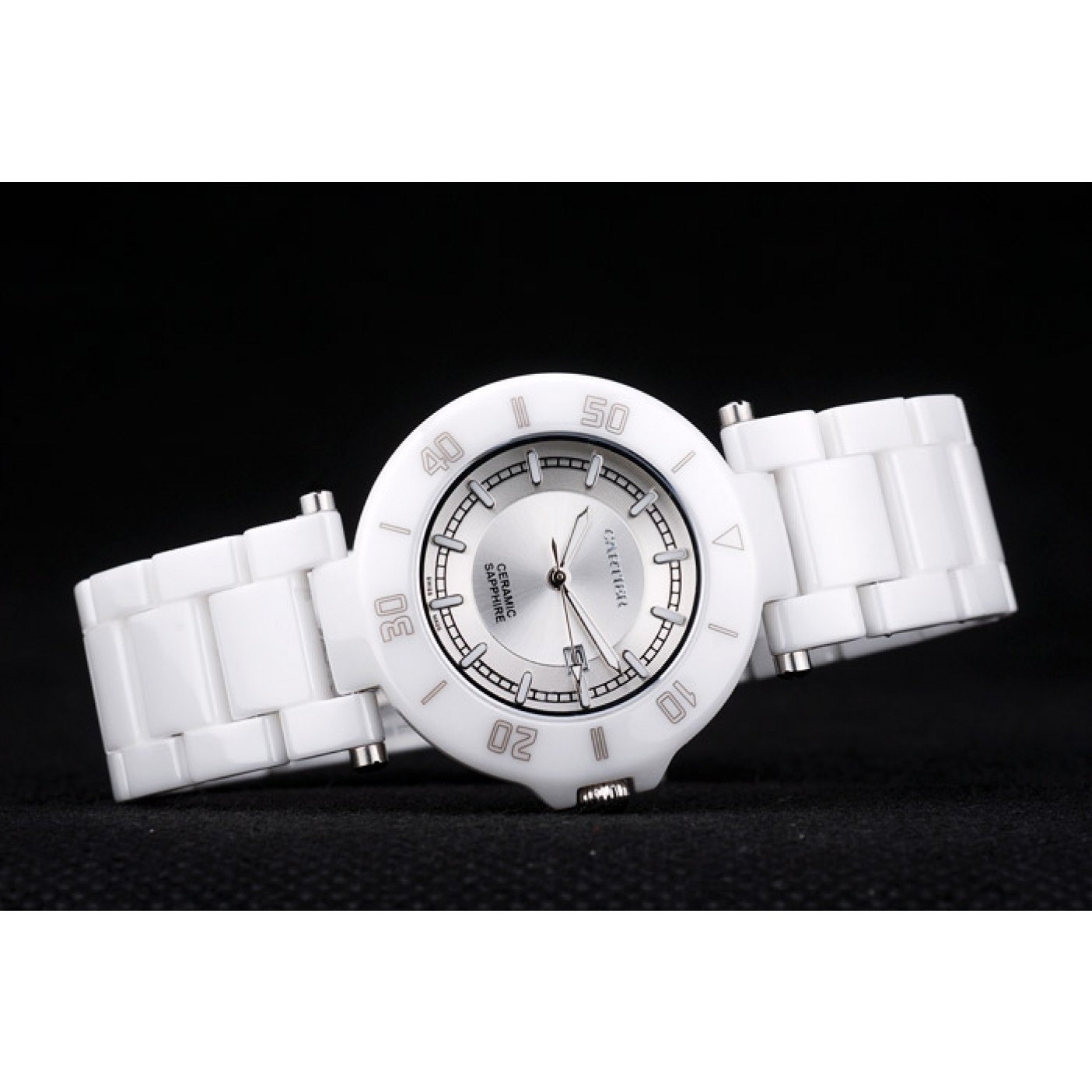 Cartier Pasha 39mm Silver Dial White Ceramic Case