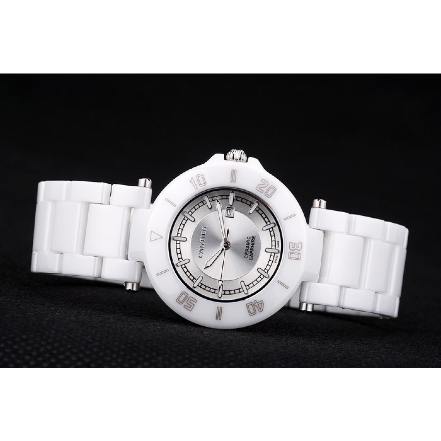 Cartier Pasha 39mm Silver Dial White Ceramic Case