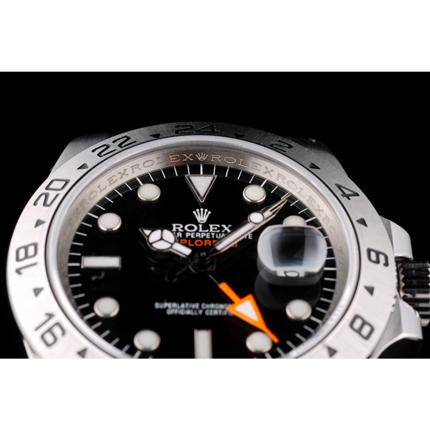 Rolex Swiss Explorer Stainless Steel Bezel Black Dial Watch