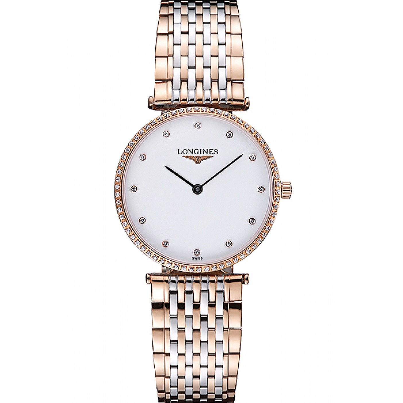 Longines La Grande Classique Rose Gold White Dial Diamond Bezel Homme 622105