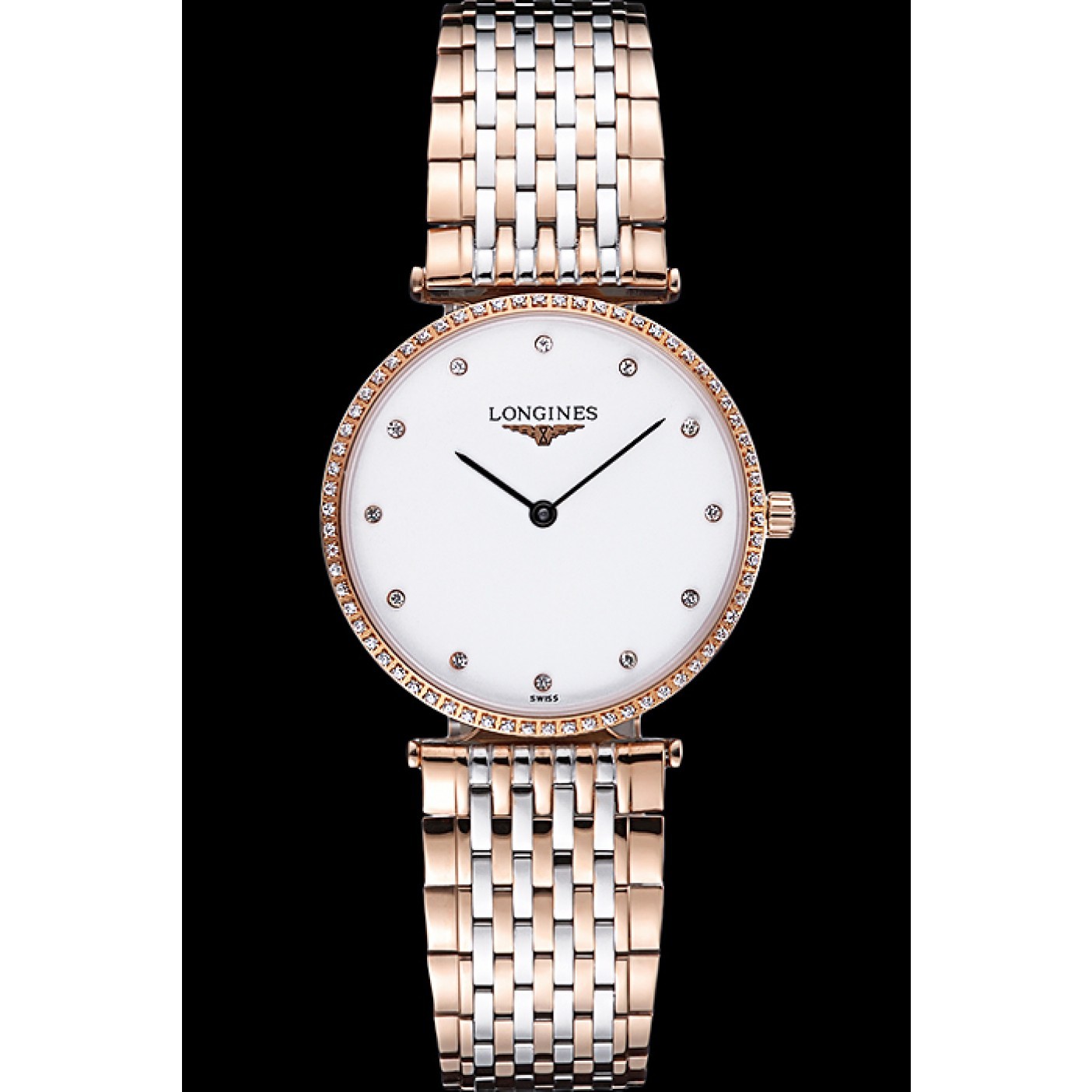 Longines La Grande Classique Rose Gold White Dial Diamond Bezel Homme 622105