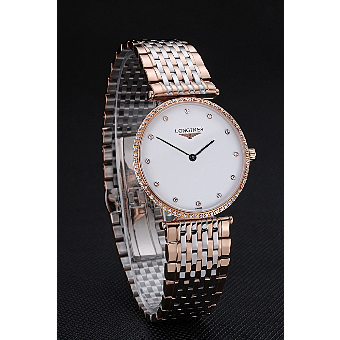 Longines La Grande Classique Rose Gold White Dial Diamond Bezel Homme 622105