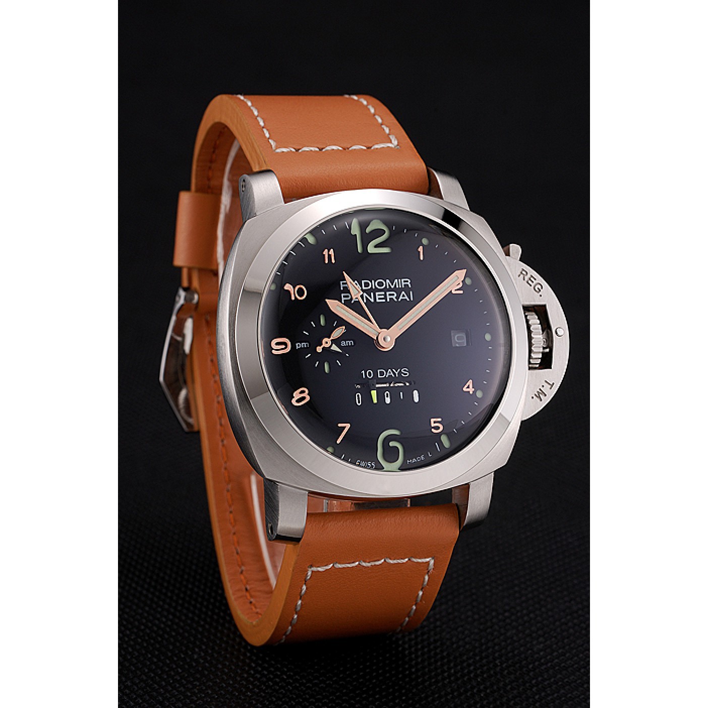 Panerai Radiomir Stainless Steel Bezel Orange Leather Bracelet 622317