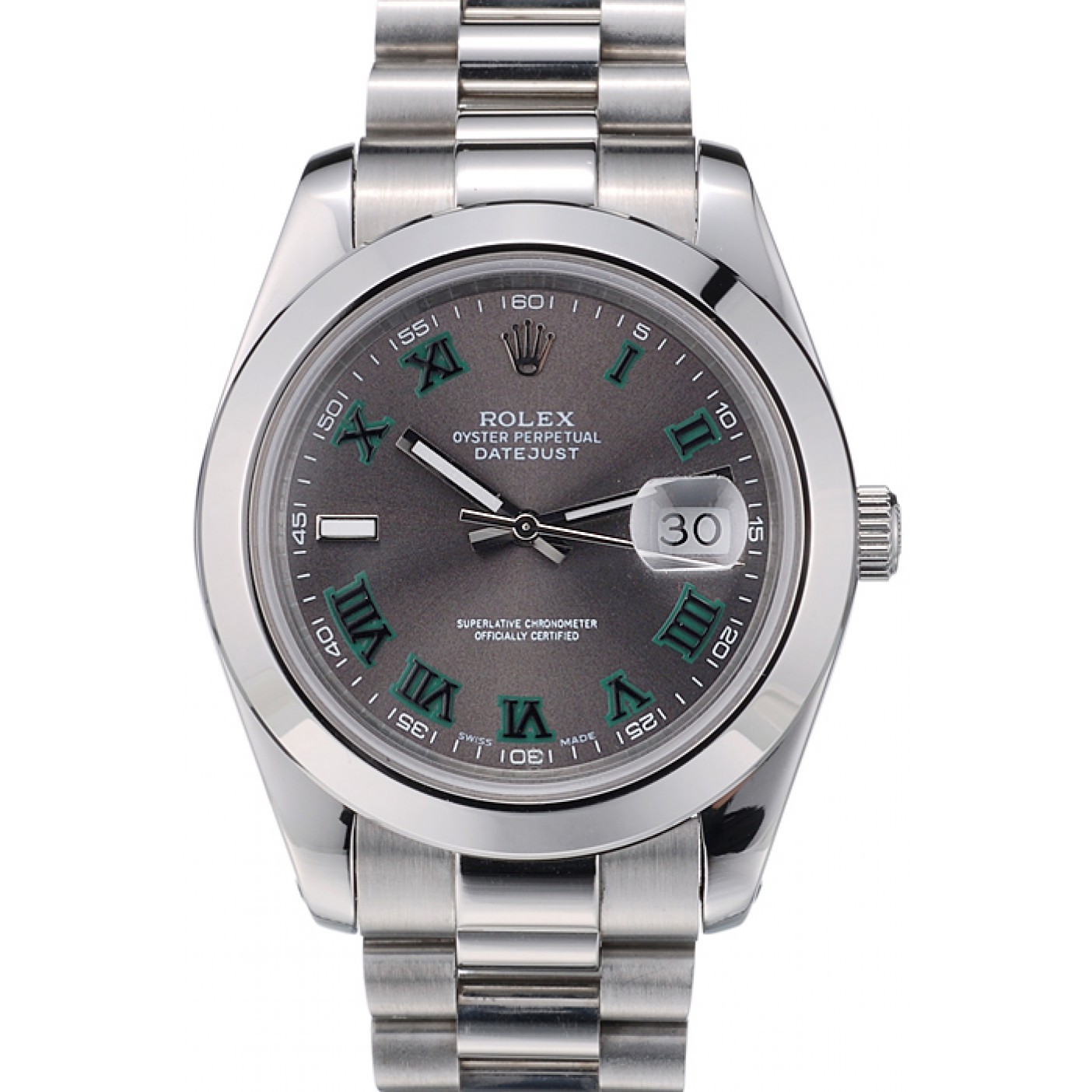 RepTime Watches Rolex DateJust Grey Dial Stainless Steel Strap 41982