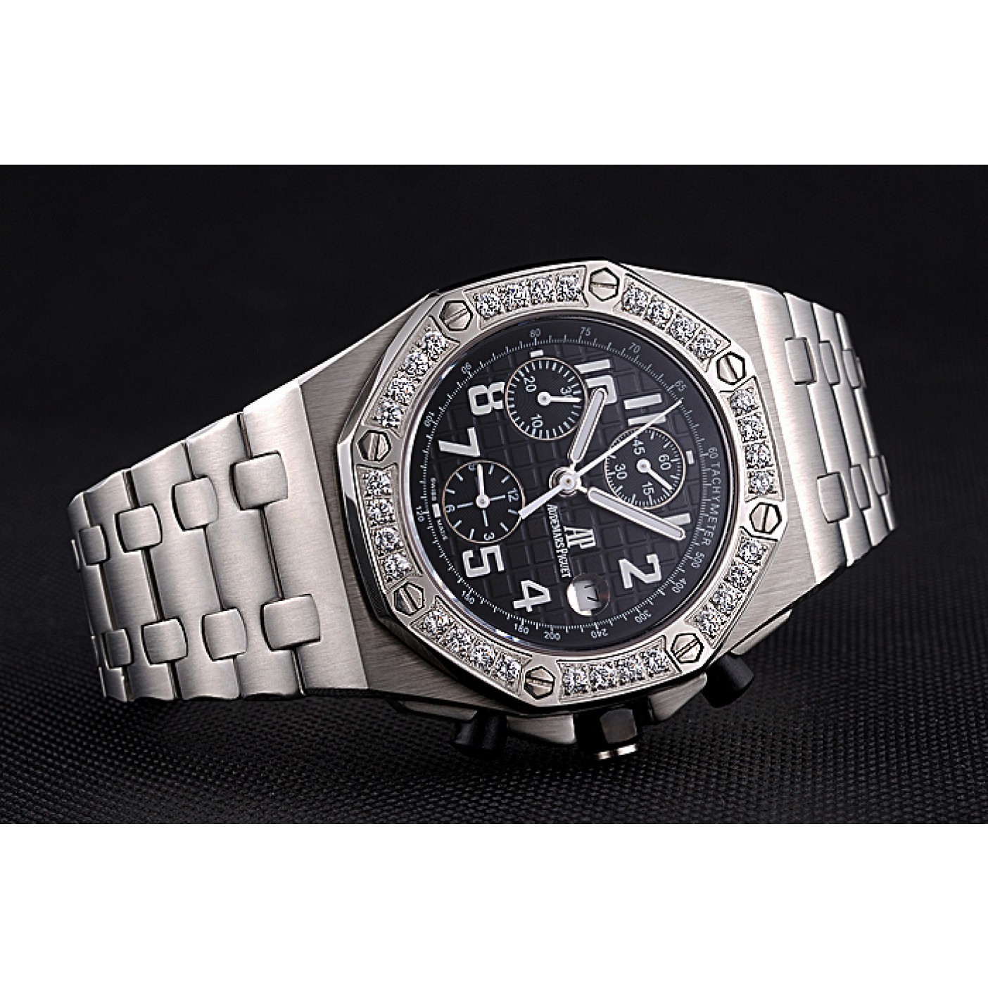 Swiss Audemars Piguet Royal Oak Offshore Black Dial Diamond Bezel Stainless Steel Case And Bracelet 622873