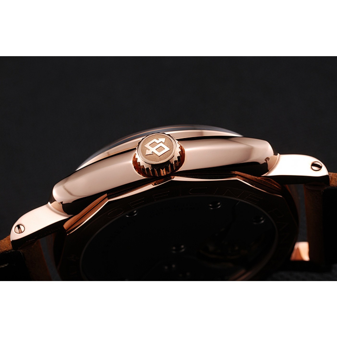 Swiss Panerai Radiomir 1940 Black Dial Rose Gold Case Brown Suede Leather Strap 1453844