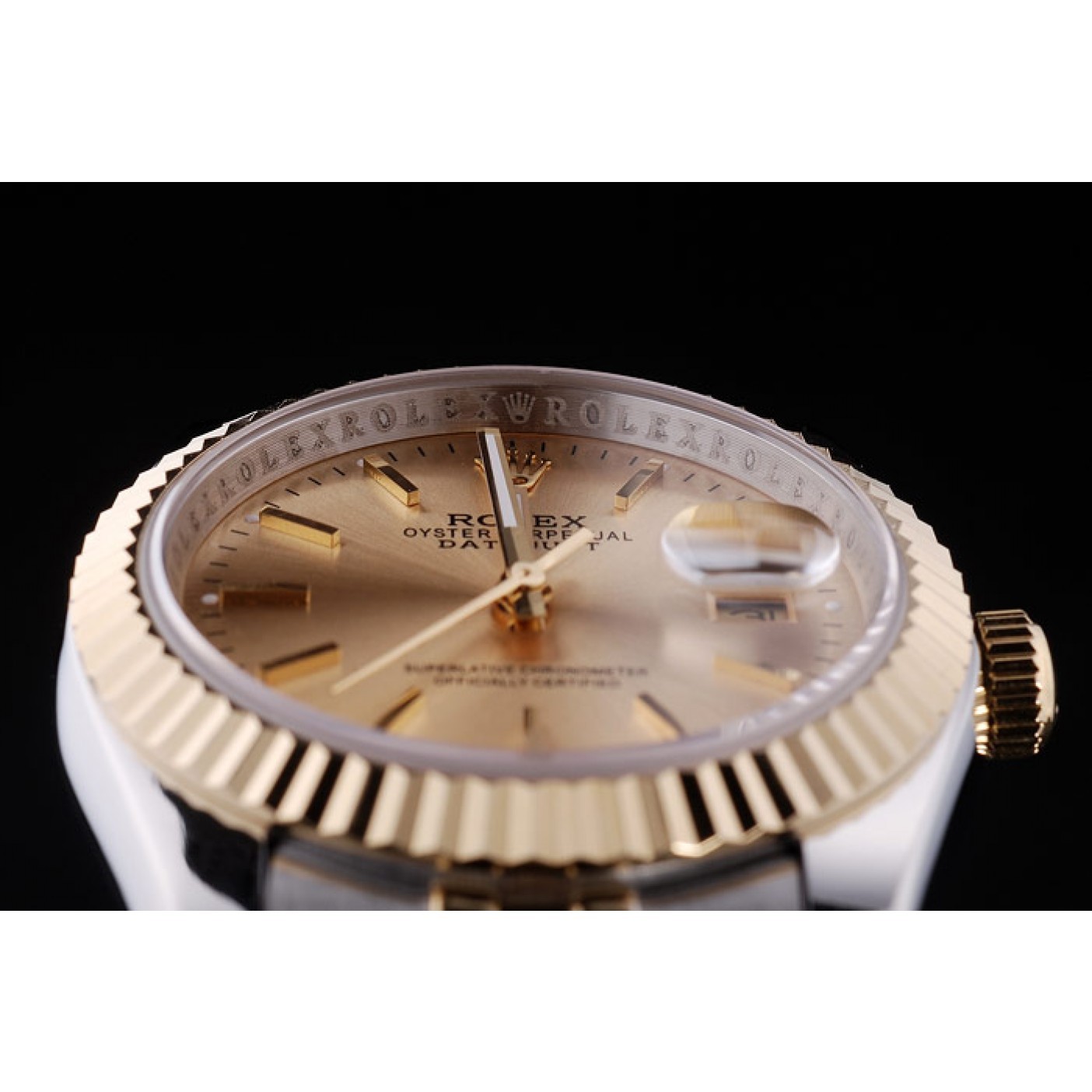 RepTime Watches Rolex Datejust Gold Dial Ribbed Bezel 7450