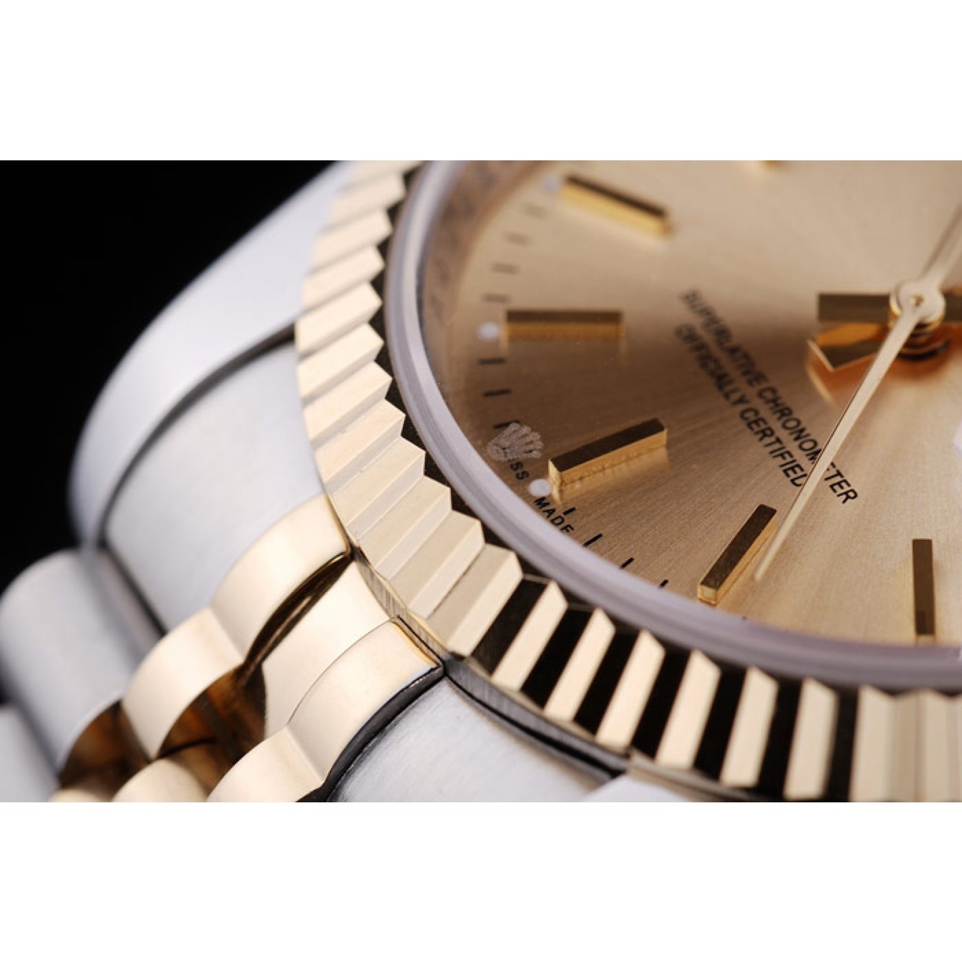 Rolex Datejust Gold Dial Ribbed Bezel 7450