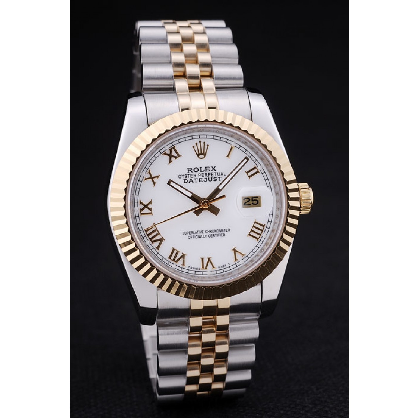 RepTime Watches Rolex Datejust White Dial Ribbed Bezel 7451