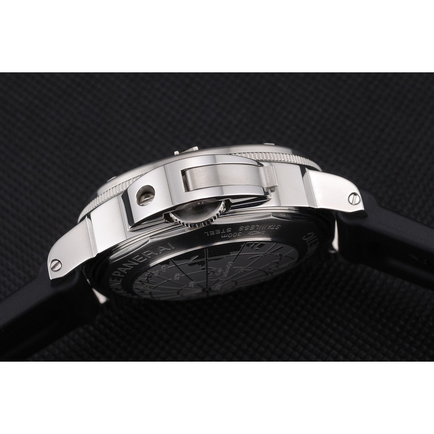 Panerai Luminor Brushed Stainless Steel Case Black Dial Black Rubber Strap 98165