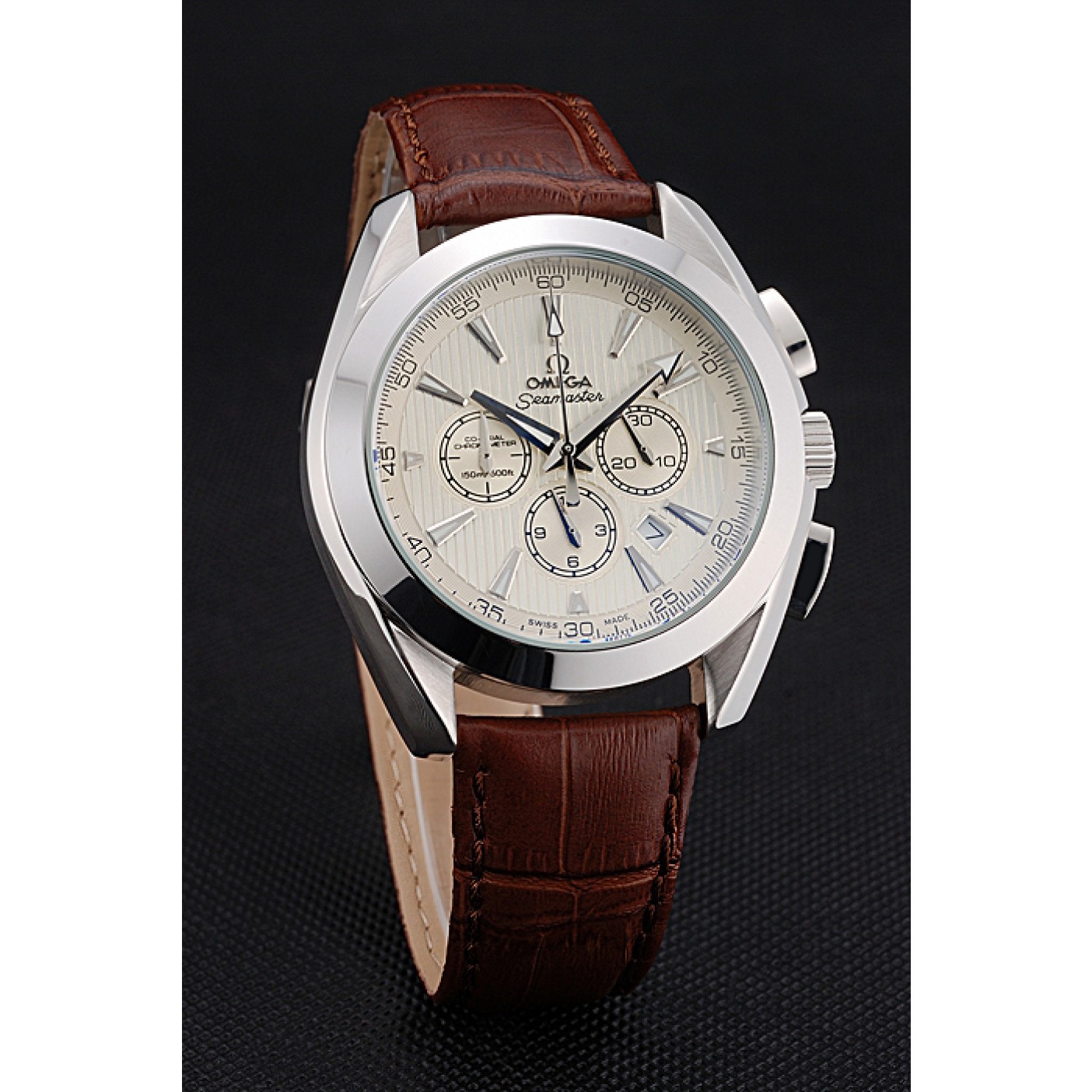 Omega Seamaster Aqua Terra Chronograph Ivory Dial Brown Leather Bracelet 622529