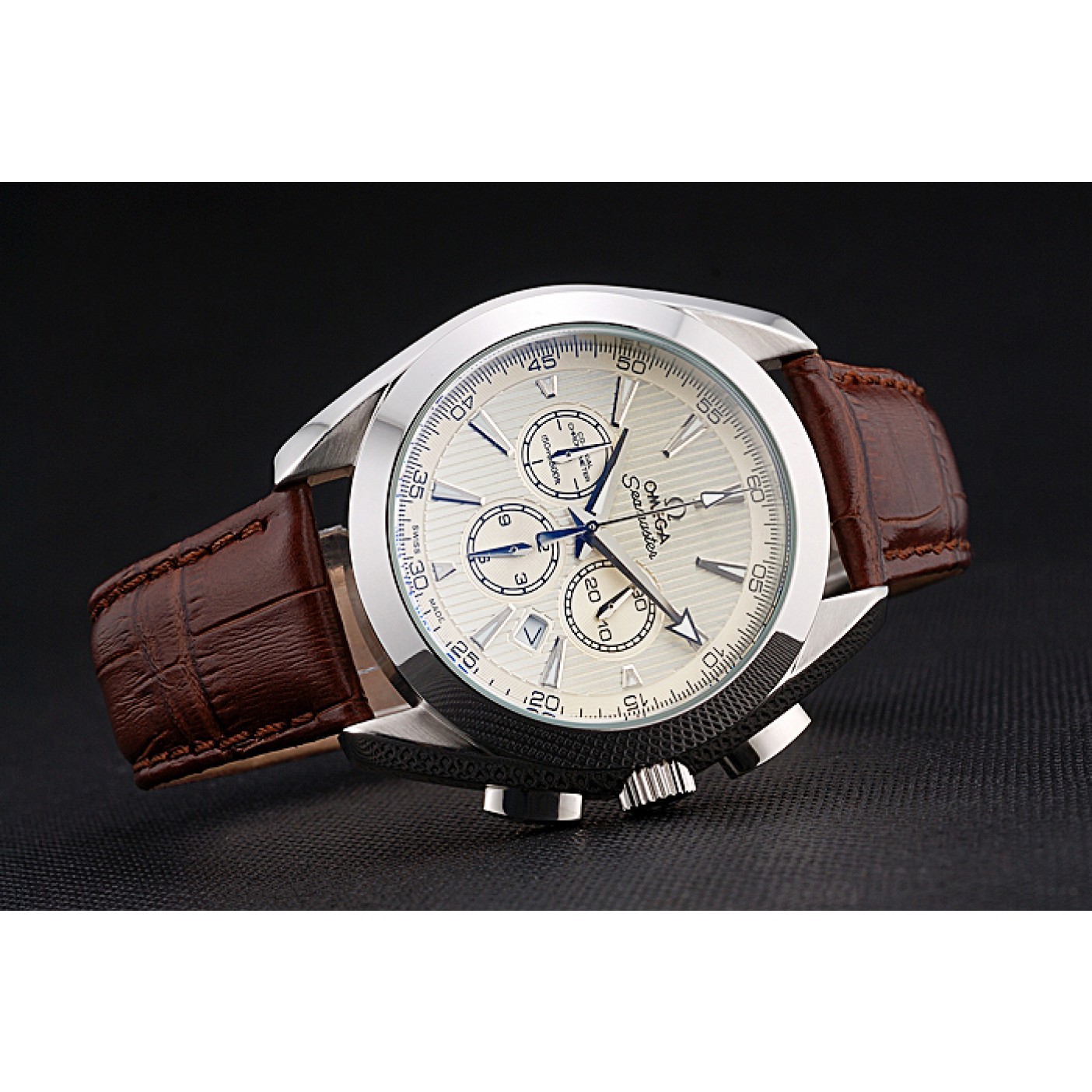 Omega Seamaster Aqua Terra Chronograph Ivory Dial Brown Leather Bracelet 622529