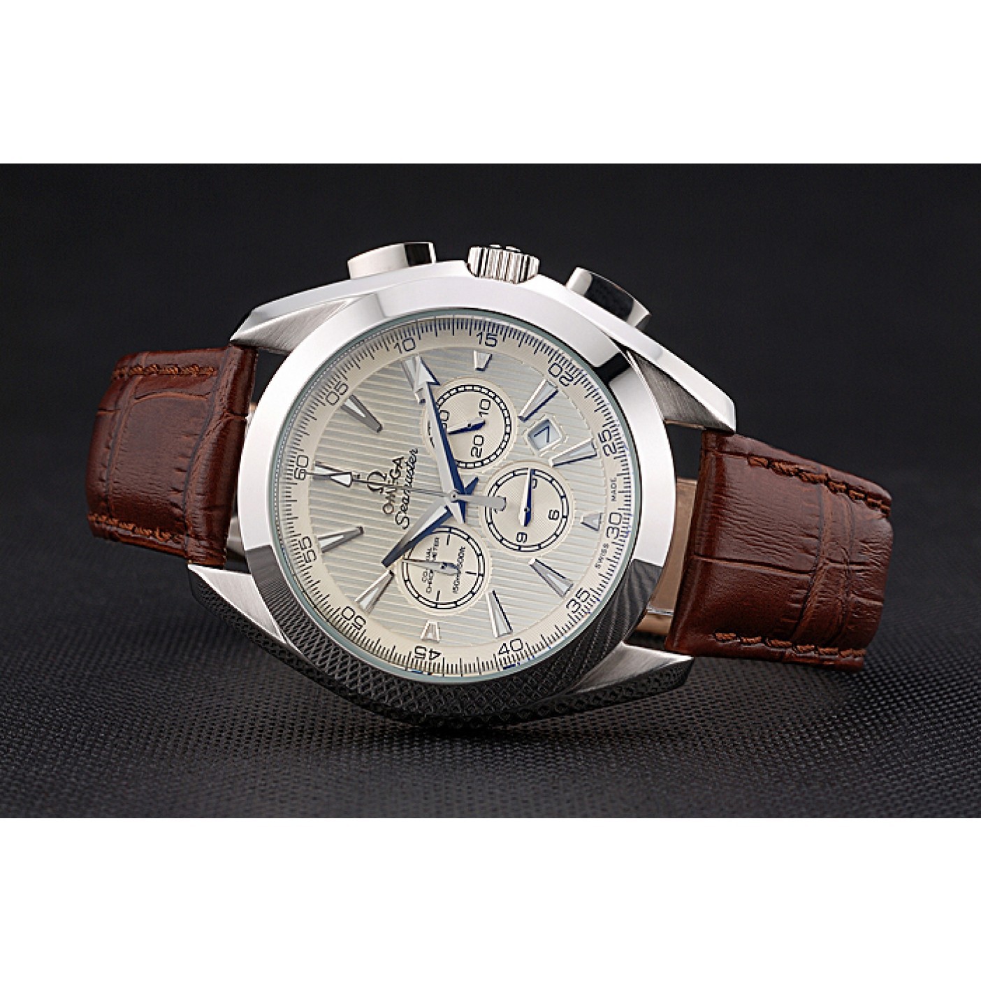 Omega Seamaster Aqua Terra Chronograph Ivory Dial Brown Leather Bracelet 622529