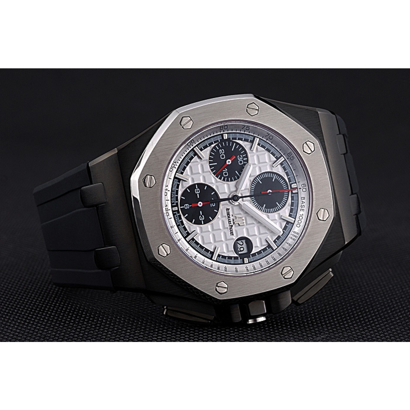 Swiss Audemars Piguet Royal Oak Offshore Chronograph White Dial Black Steel Case Black Rubber Strap 622862