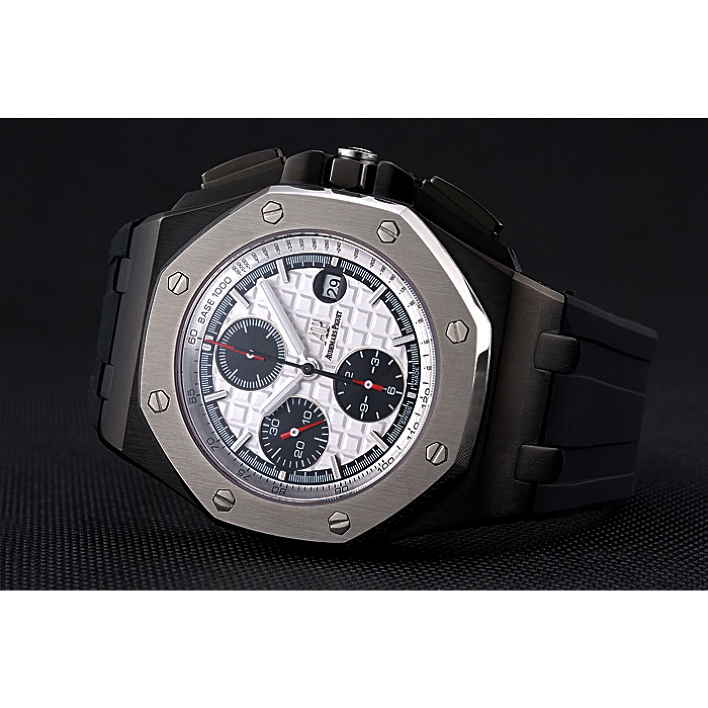 Swiss Audemars Piguet Royal Oak Offshore Chronograph White Dial Black Steel Case Black Rubber Strap 622862