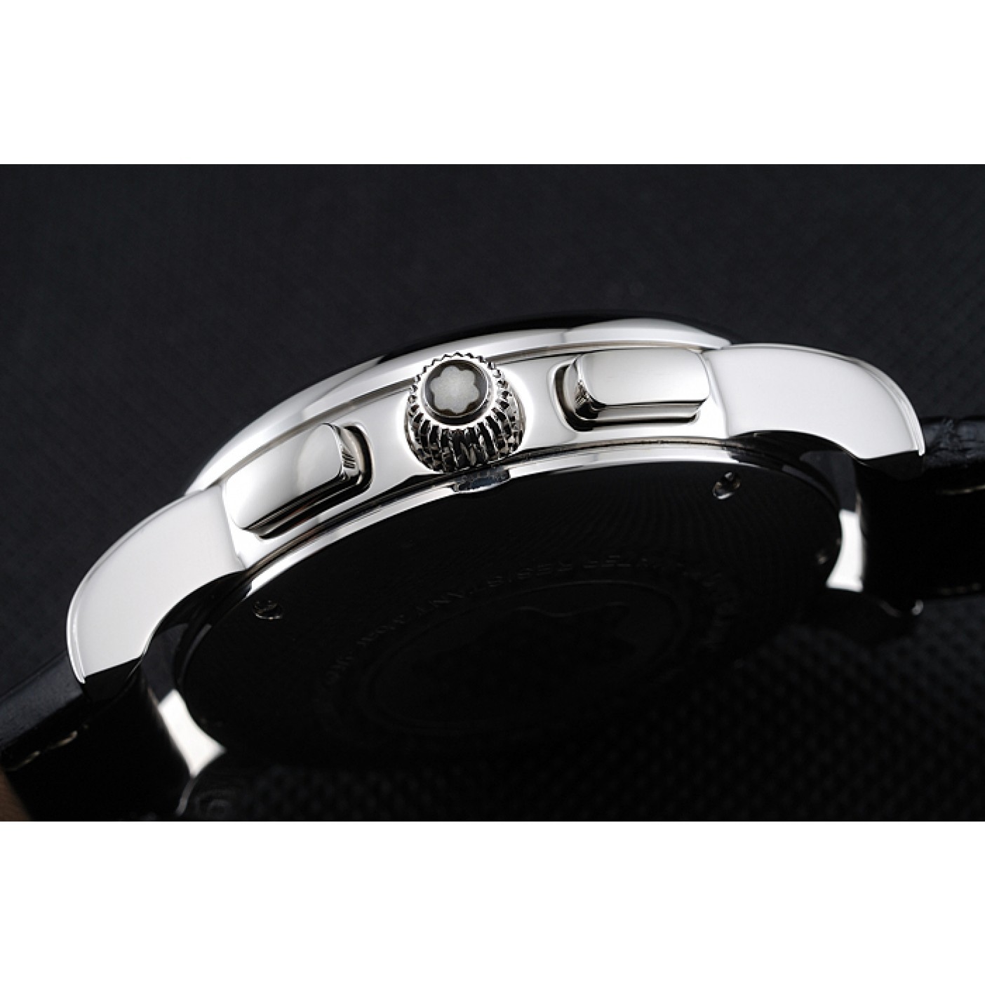 Montblanc Chronograph White Dial Black Leather Bracelet Silver Case 1454114