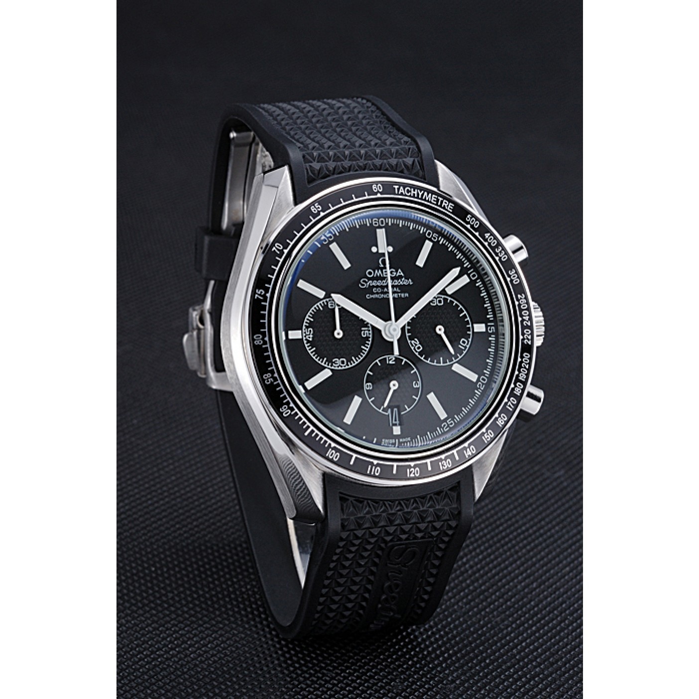 Omega Speedmaster Black Rubber Strap Black Dial 622042