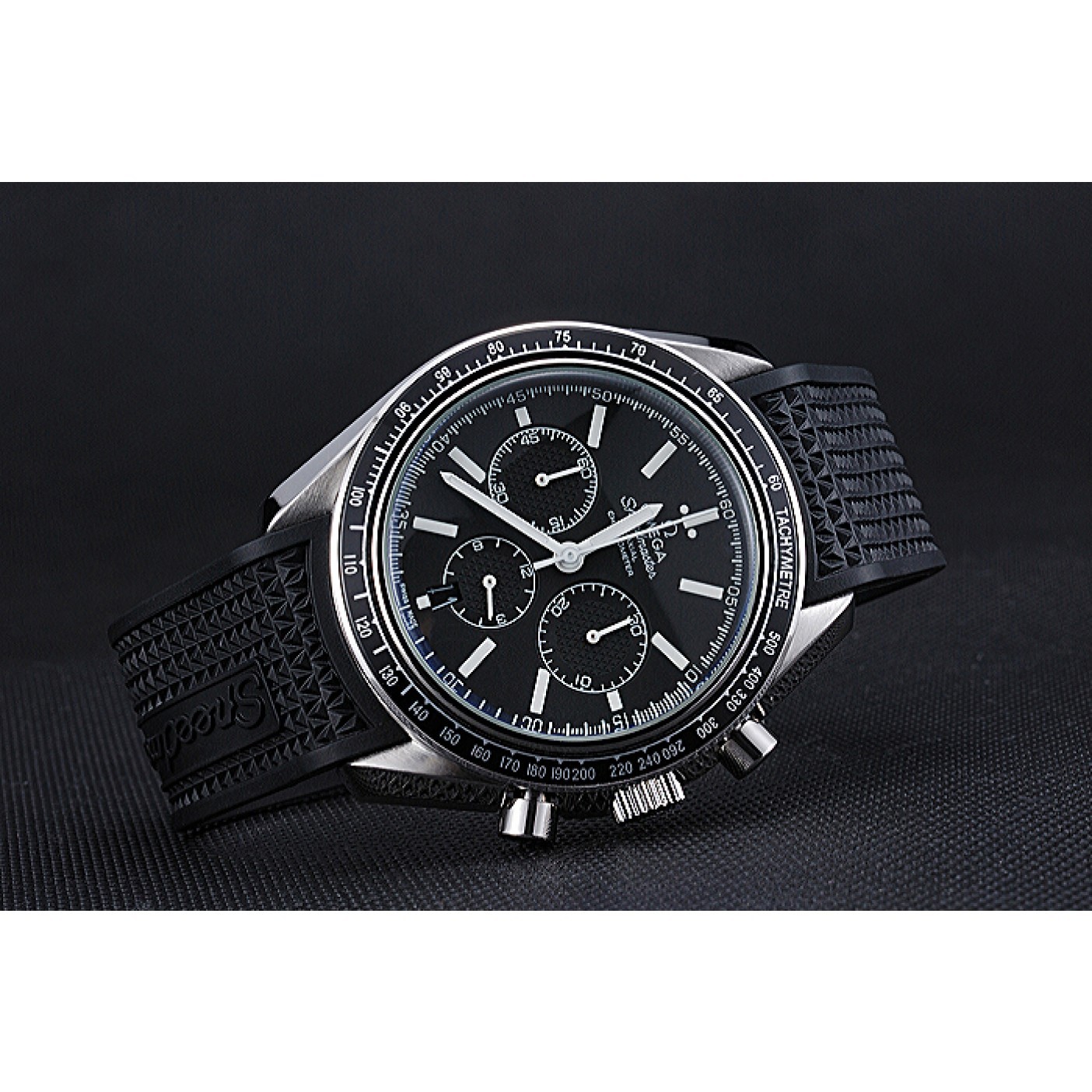 Omega Speedmaster Black Rubber Strap Black Dial 622042