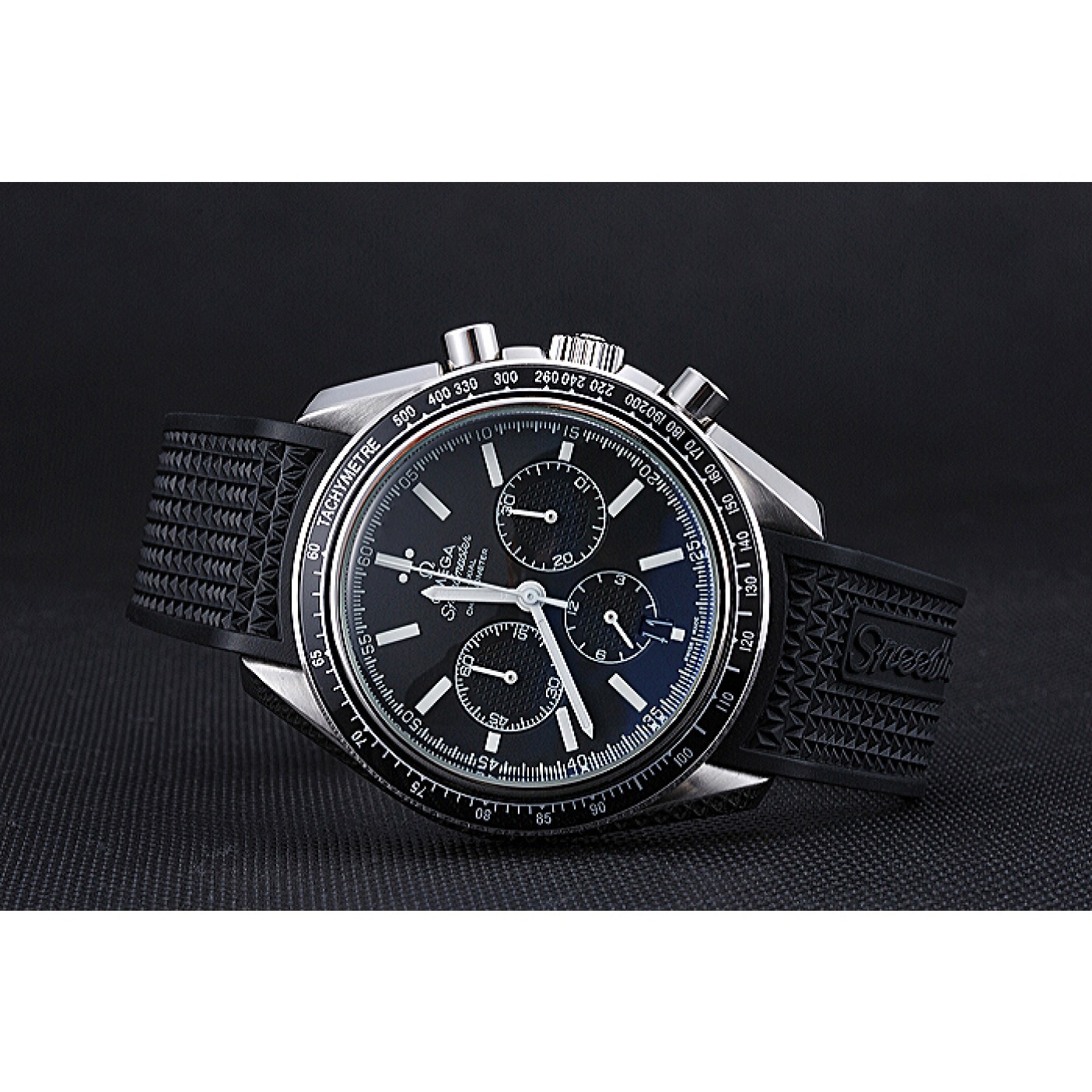 Omega Speedmaster Black Rubber Strap Black Dial 622042