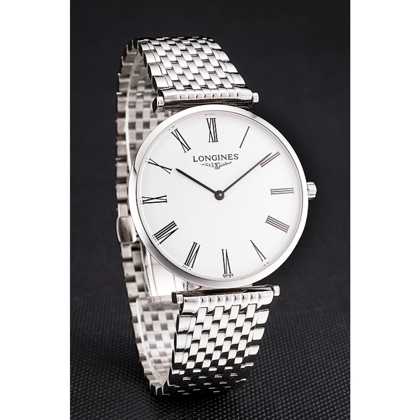 Swiss Longines Grande Classique White Dial Roman Numerals Stainless Steel Case And Bracelet