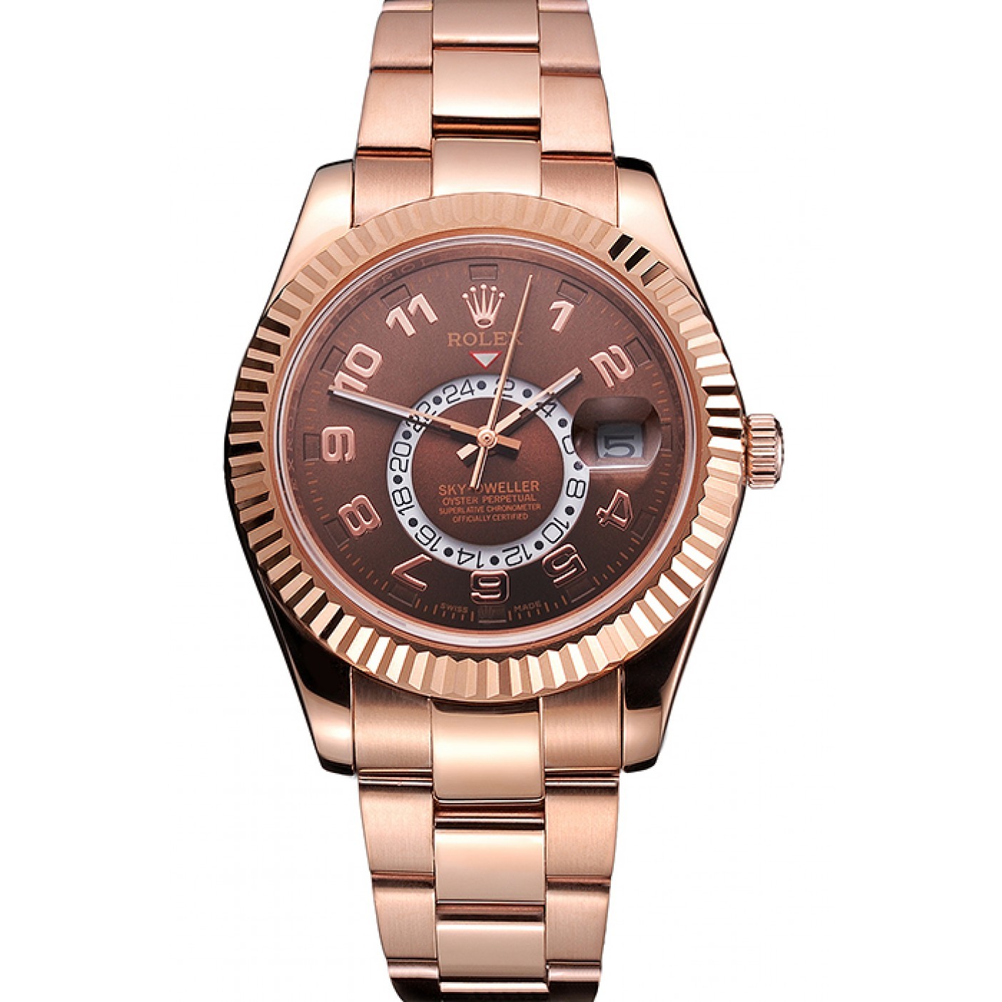 Affordable Rolex Sky Dweller Brown Dial Rose Gold Case Ad Bracelet