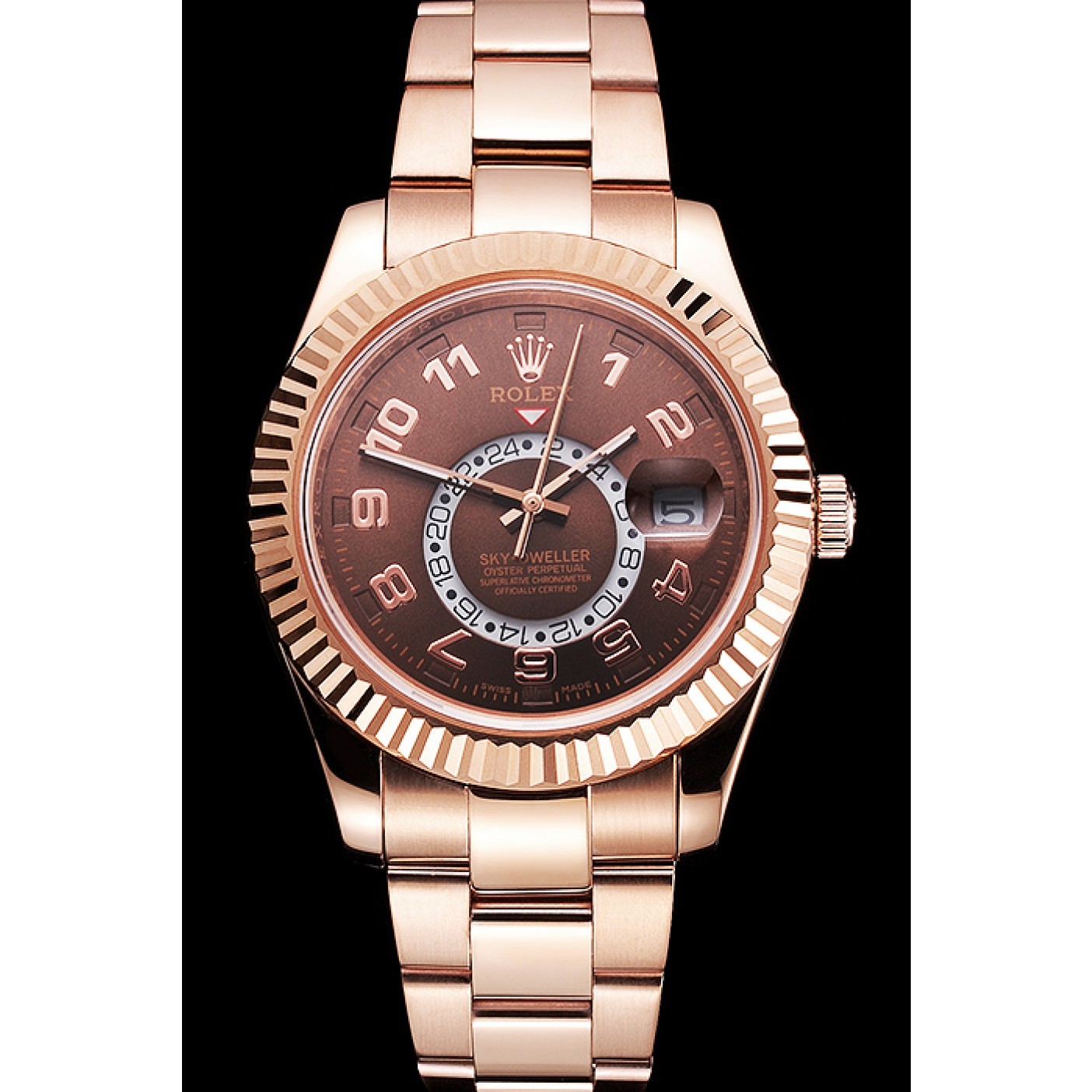 Affordable Rolex Sky Dweller Brown Dial Rose Gold Case Ad Bracelet