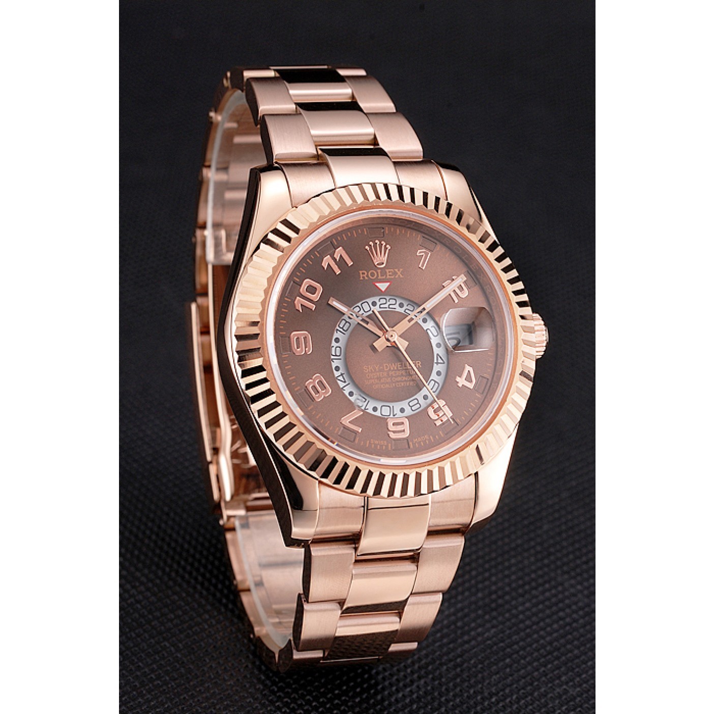 Rolex Sky Dweller Brown Dial Rose Gold Case Ad Bracelet