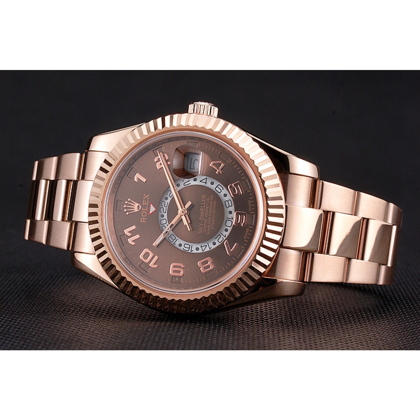 Rolex Sky Dweller Brown Dial Rose Gold Case Ad Bracelet