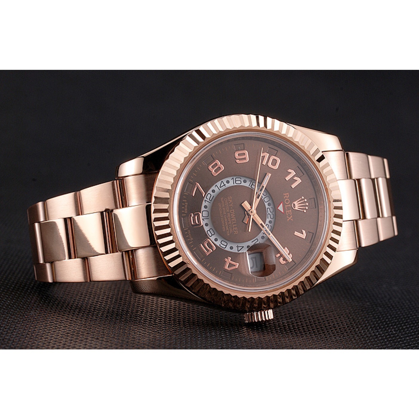 Affordable Rolex Sky Dweller Brown Dial Rose Gold Case Ad Bracelet