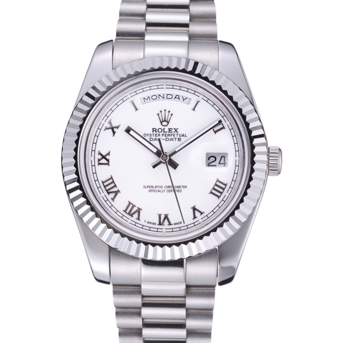 RepTime Watches Rolex Day-Date White Dial Stainless Steel Bracelet 622547