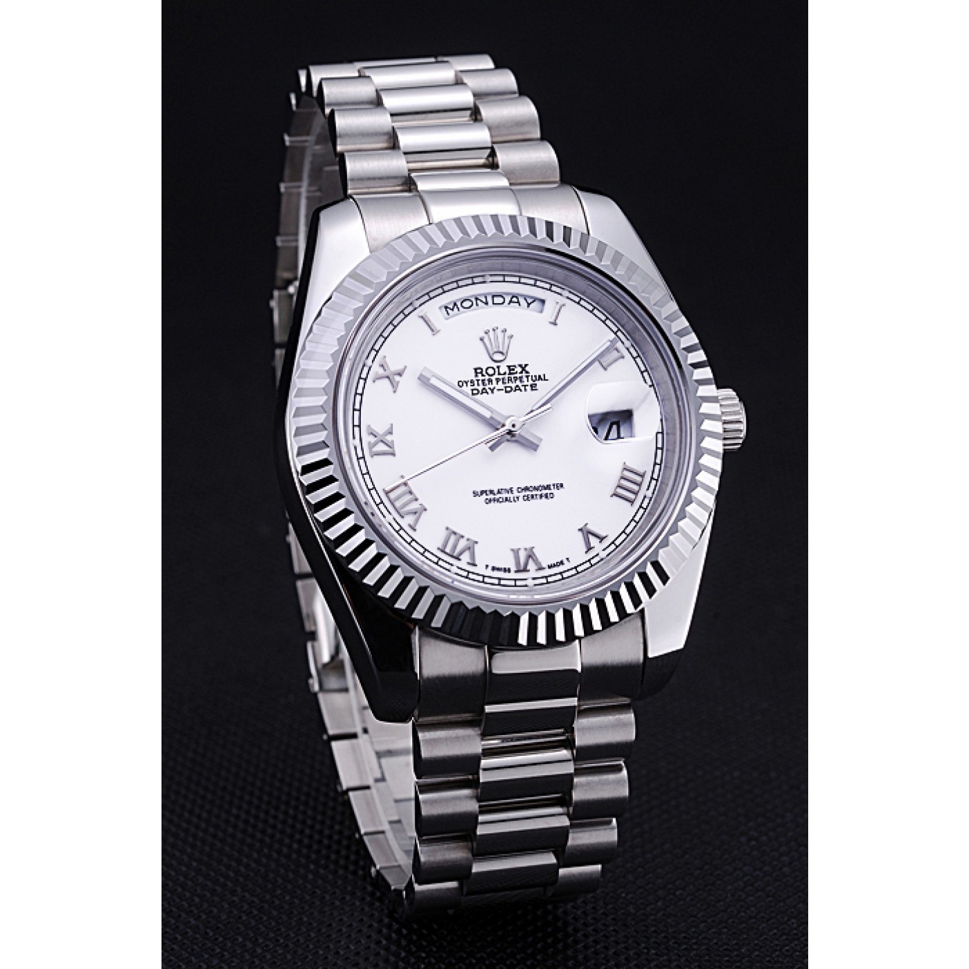 RepTime Watches Rolex Day-Date White Dial Stainless Steel Bracelet 622547