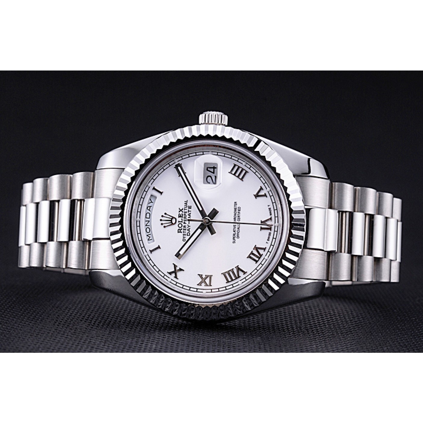 RepTime Watches Rolex Day-Date White Dial Stainless Steel Bracelet 622547