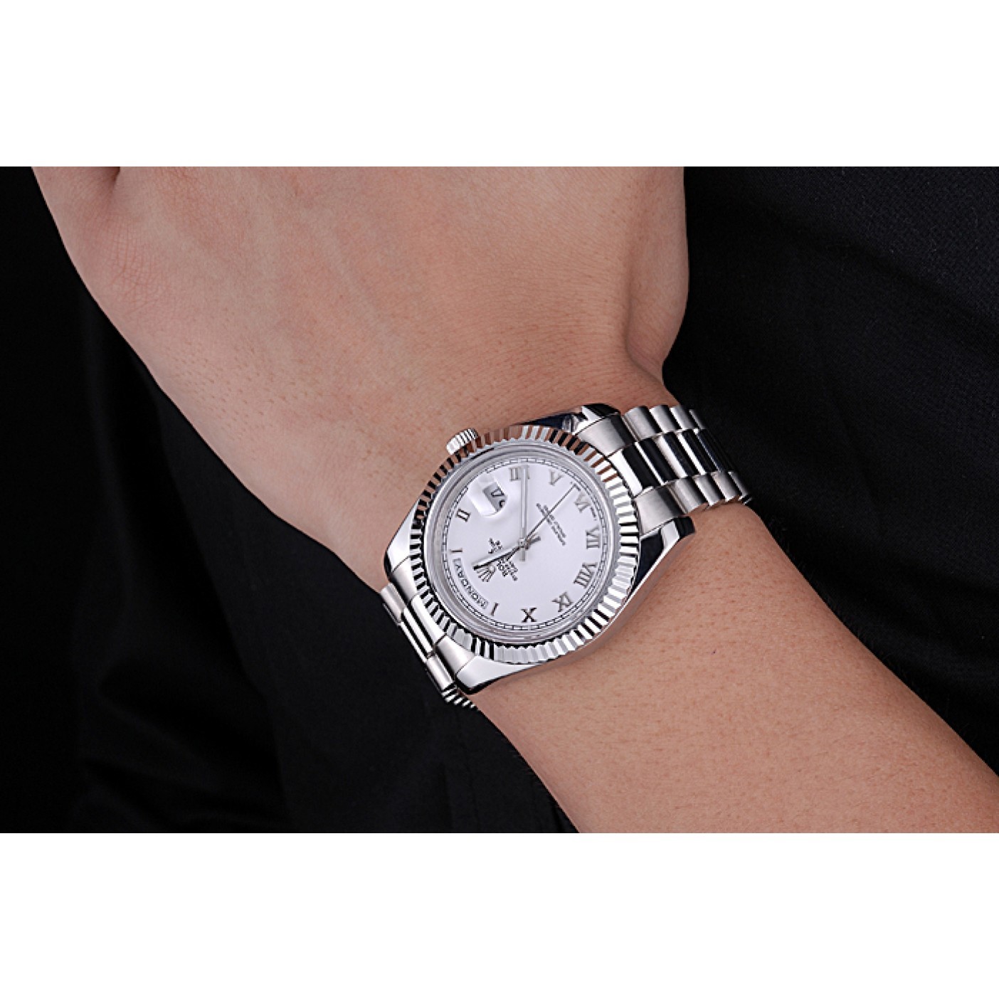 RepTime Watches Rolex Day-Date White Dial Stainless Steel Bracelet 622547