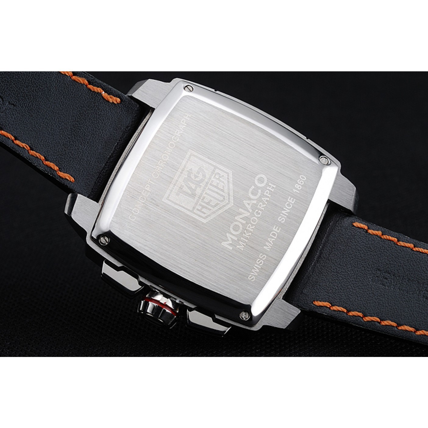 Tag Heuer Monaco Mikrograph Black Leather Strap Black Dial 7923