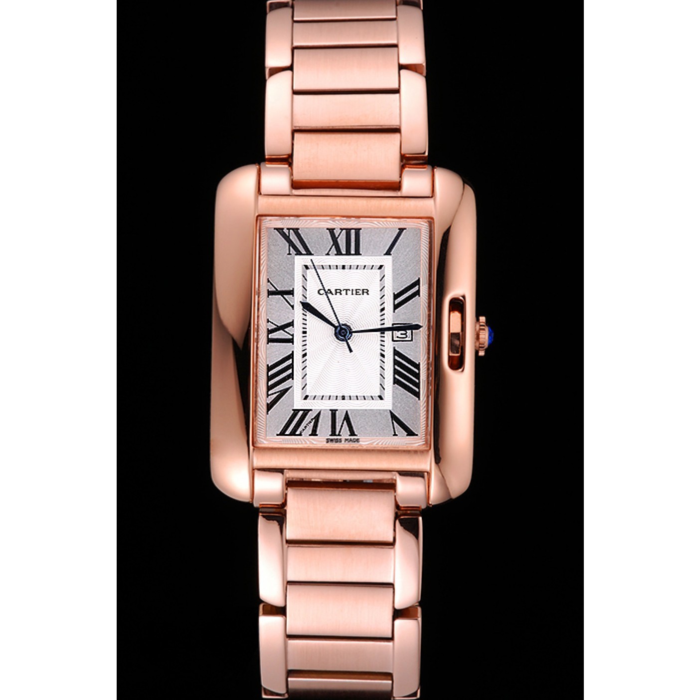 Cartier Tank Anglaise 30mm White Dial Rose Gold Case And Bracelet