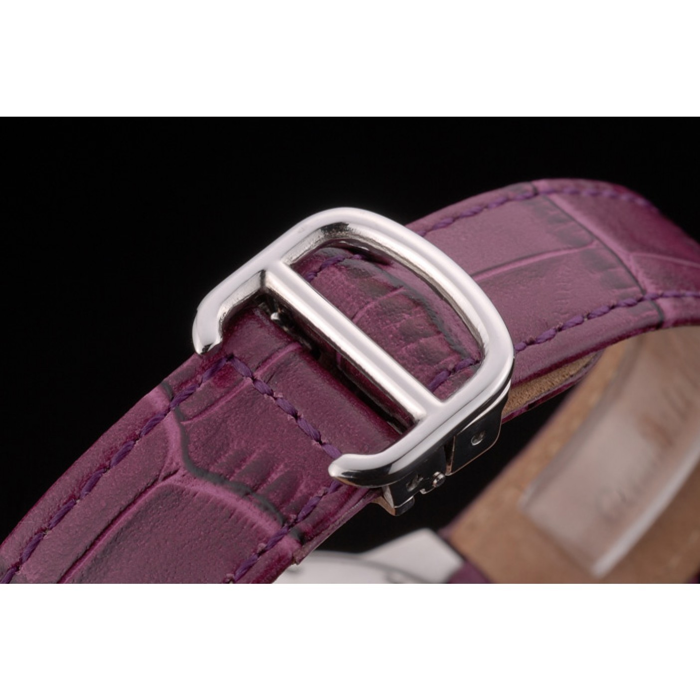 Cartier Ballon Bleu 38mm White Dial Stainless Steel Case Purple Leather Bracelet