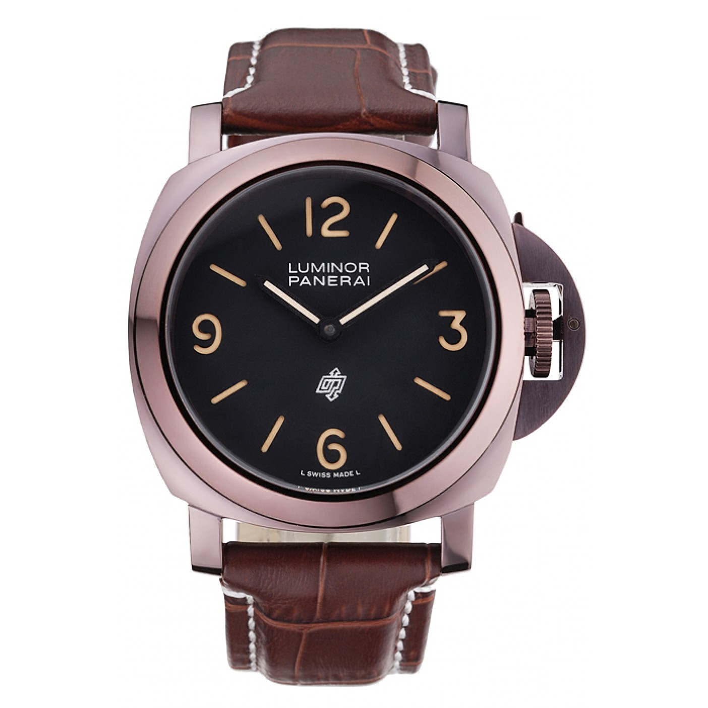 Panerai Luminor Brown Leather Strap Black Dial 80164