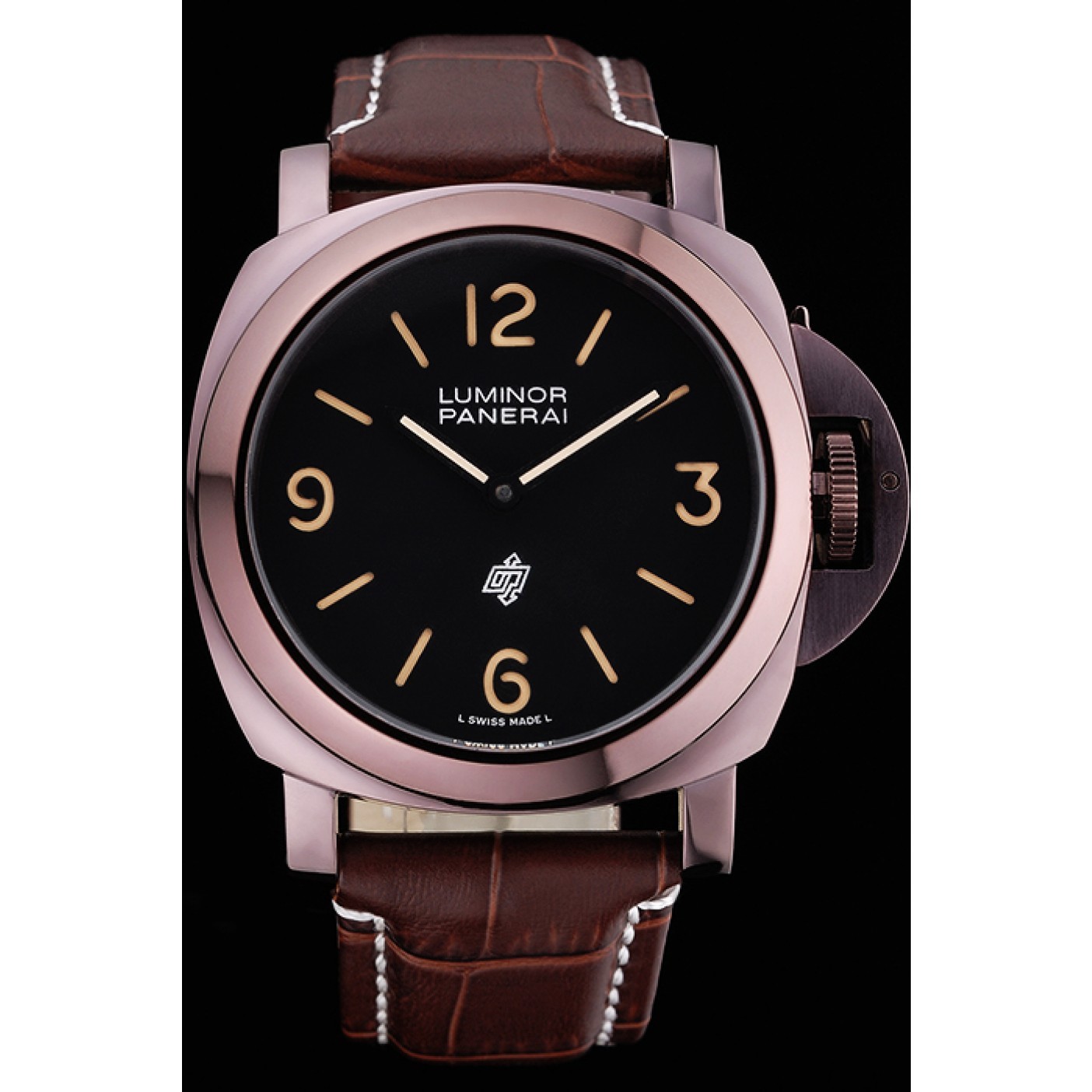 Panerai Luminor Brown Leather Strap Black Dial 80164