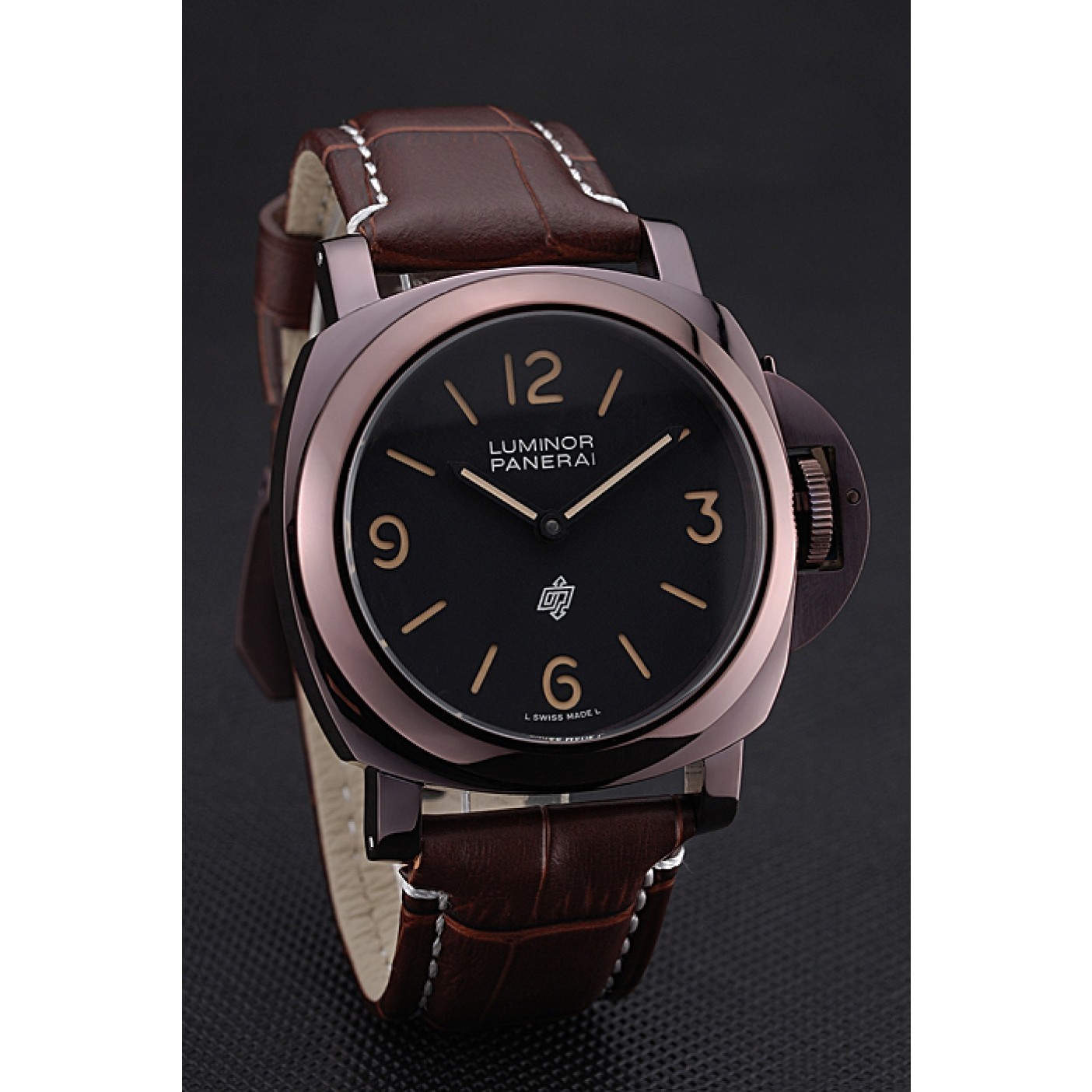 Panerai Luminor Brown Leather Strap Black Dial 80164