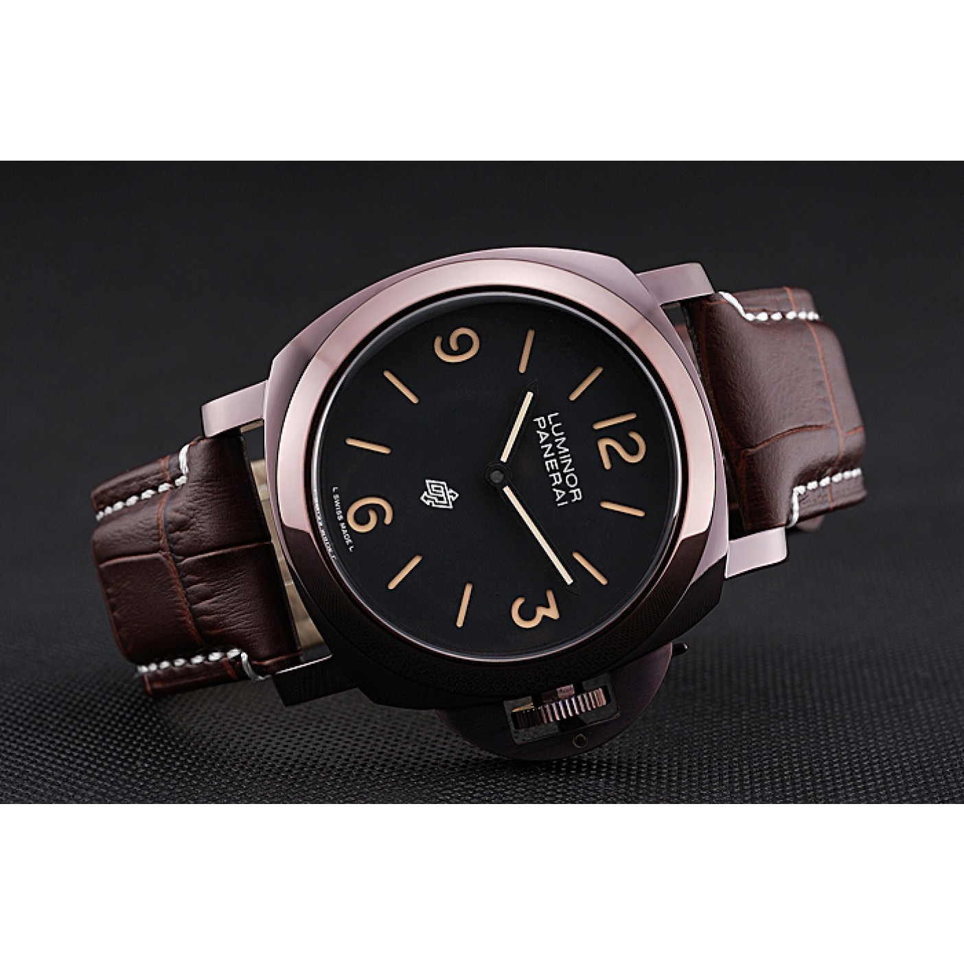 Panerai Luminor Brown Leather Strap Black Dial 80164